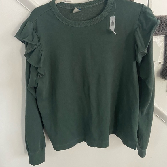Old Navy Tops - Green Ruffle Sleeve Crewneck